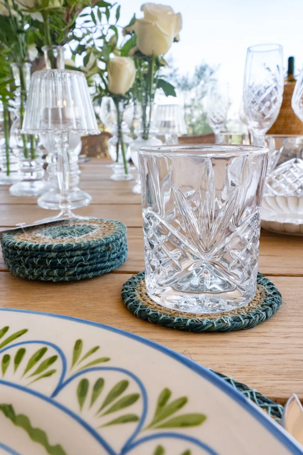 Set 6 posavasos de Seagrass Beige y Azul