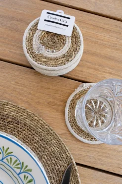 Set 6 posavasos de Seagrass Beige y Blanco