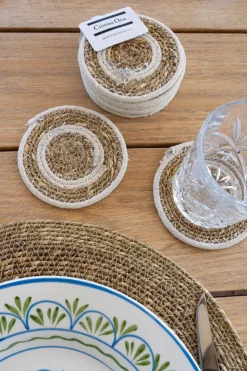 Set 6 posavasos de Seagrass Beige y Blanco