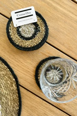Set 6 Posavasos de Seagrass Beige y Negro