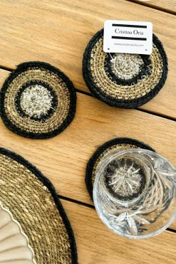 Set 6 Posavasos de Seagrass Beige y Negro