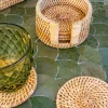 Set 6 Posavasos Redondos De Ratán Marrón Natural