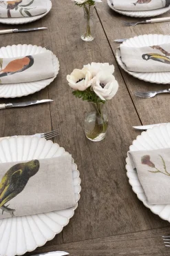 Set 6 Servilletas De Lino Con Diseño De Aves