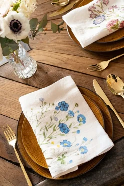 Set 6 Servilletas De Lino Con Diseño De Flores Silvestres
