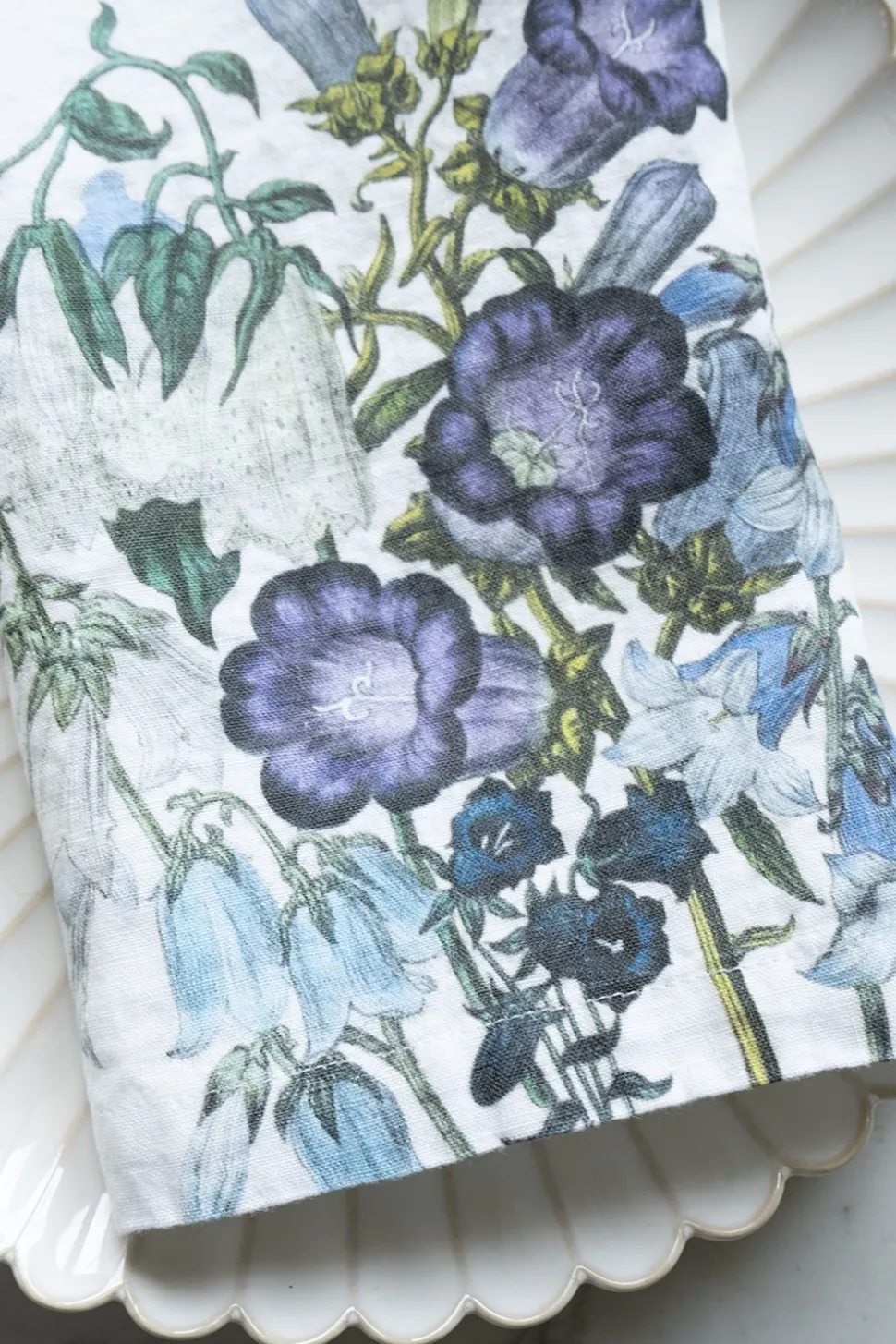 Set 6 Servilletas De Lino Con Diseño De Flores Azules