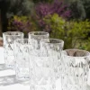 Set 6 Vasos Altos Cristal Transparente Rombos