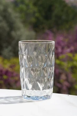 Set 6 Vasos Altos Cristal Transparente Rombos