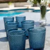 Set 6 Vasos Cristal Azul Oscuro Picos