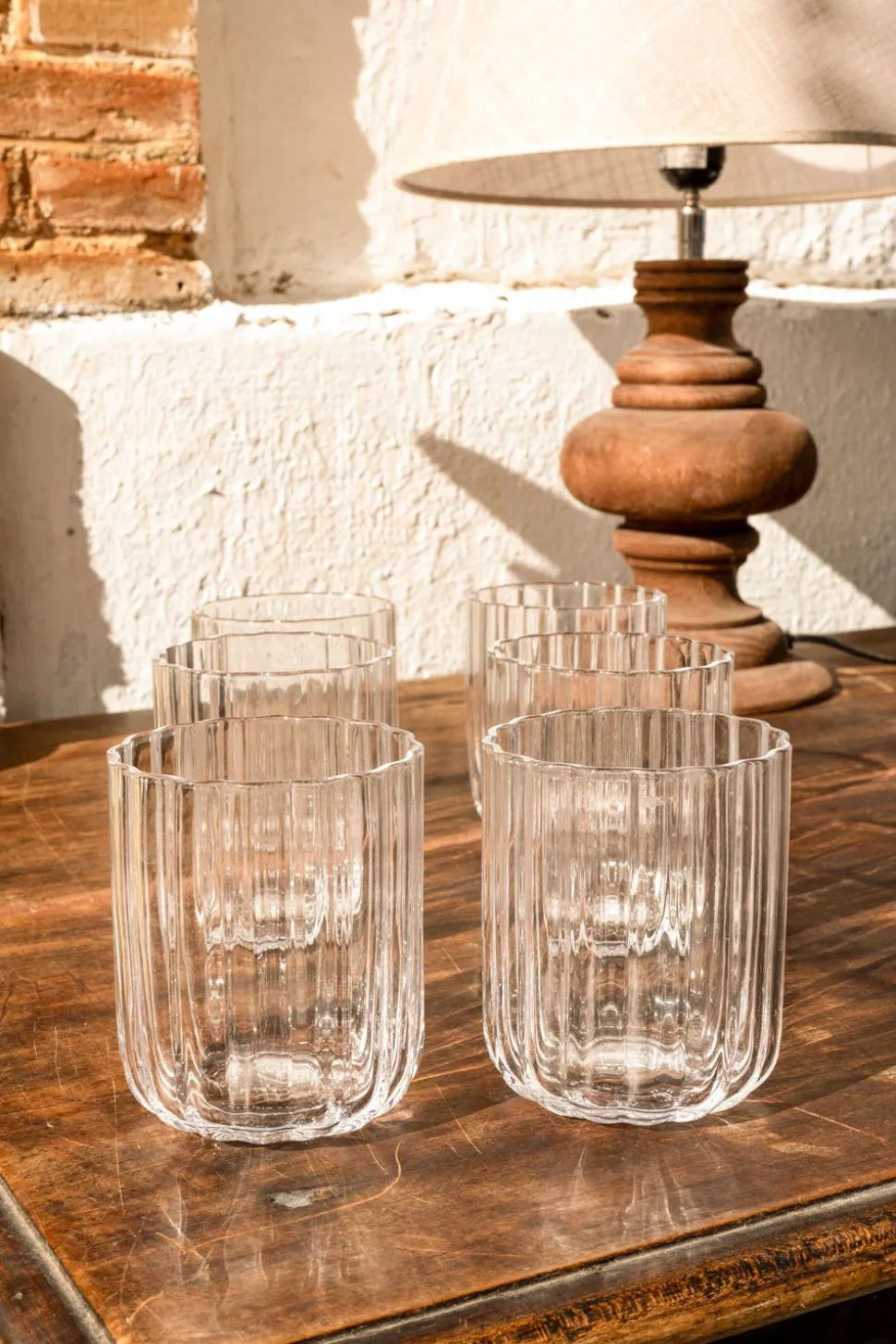 Set 6 Vasos Cristal Ondas Pequeños