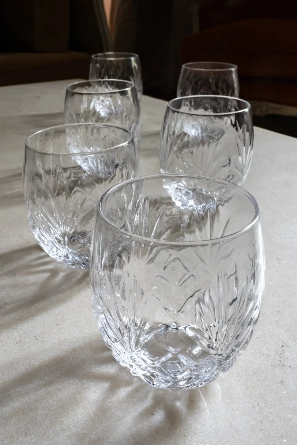Set 6 Vasos Cristal Ovalados Pequeños Espiga