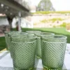 Set 6 Vasos Cristal Verde Picos