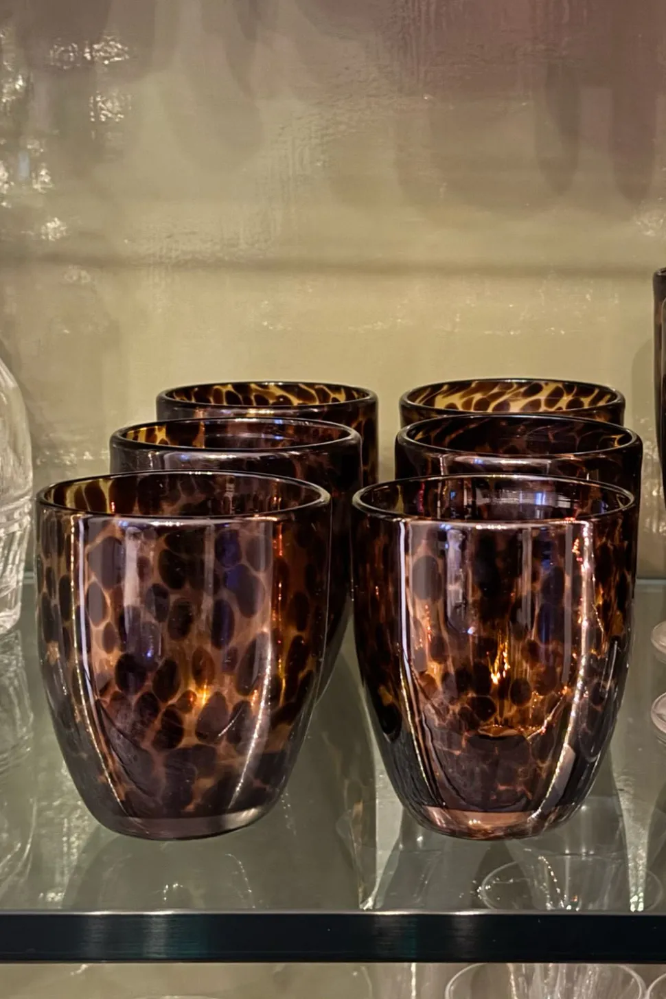 Set 6 Vasos De Cristal Con Diseño Moteado