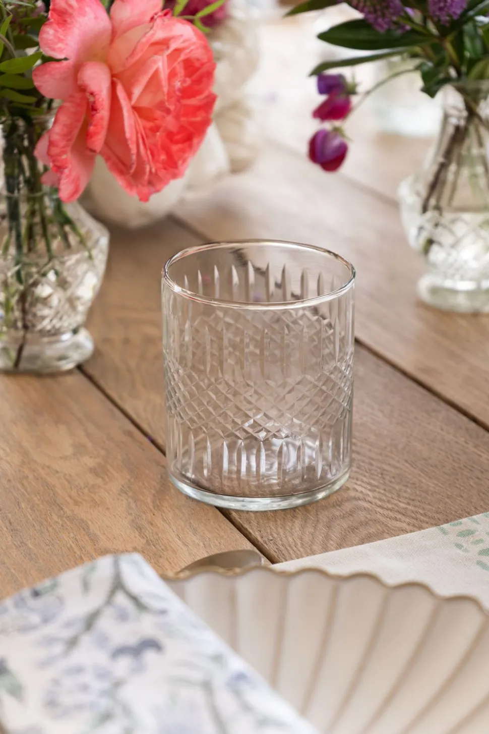 Set 12 Vasos De Cristal Tallado Rombos