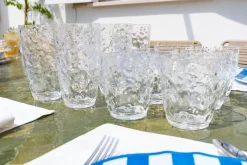 Set 12 Vasos Transparentes Acrílicos Con Diseño En Relieve