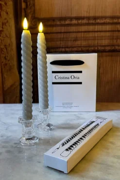 Set De 2 Candelabros De Cristal Minis & Velas LED