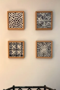 Set De 4 Cuadros Papel Maché