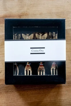 Set De 4 Cucharitas De Bronce Con Diseño De Pájaro