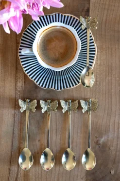 Set De 4 Cucharitas De Bronce Con Diseño De Mariposa