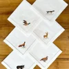 Set de 6 Servilletas Bordadas a Mano con Diseño de Animales de Caza