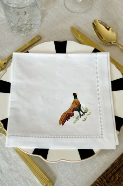 Set de 6 Servilletas Bordadas a Mano con Diseño de Animales de Caza