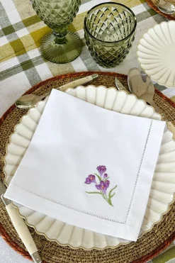 Set de 6 Servilletas Bordadas a Mano con Diseño de Flores