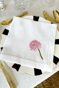 Set de 6 Servilletas Bordadas a Mano con Diseño de Flores