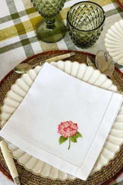 Set de 6 Servilletas Bordadas a Mano con Diseño de Flores