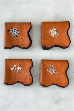 Set De 4 Servilletas Bordadas Animales De La Selva