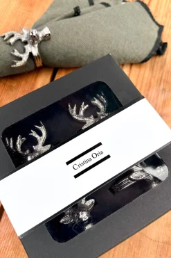 Set De 4 Servilleteros Con Diseño De Ciervo