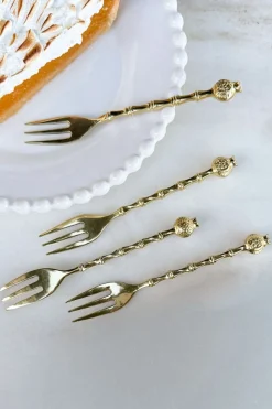 Set De 4 Tenedores De Bronce Con Diseño De Granadas