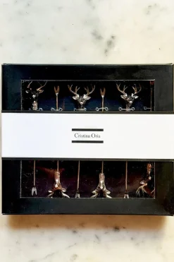 Set De 6 Tenedores Especiales Aperitivo Con Diseño De Ciervo