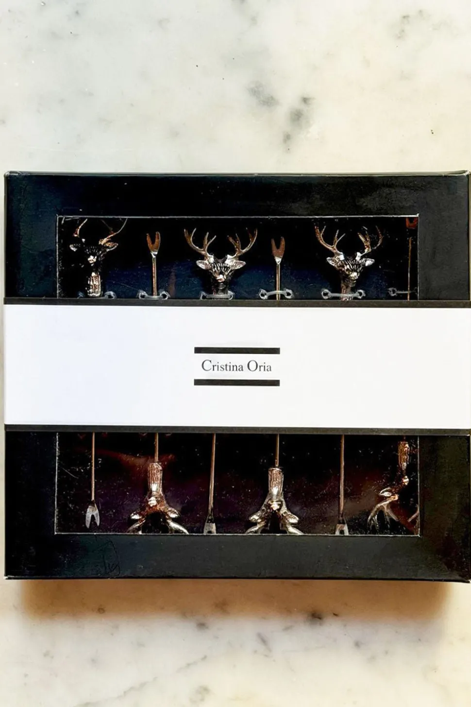 Set De 6 Tenedores Especiales Aperitivo Con Diseño De Ciervo