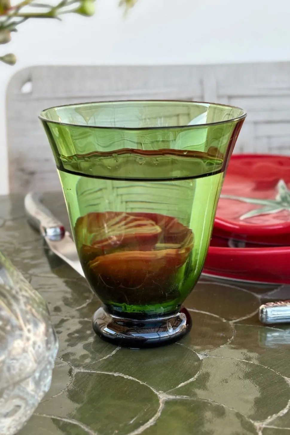 Set De 6 Vasos De Cristal Verdes