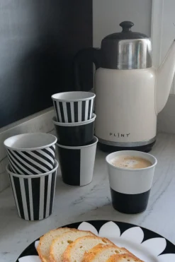 Set De 6 Vasos De Porcelana Blancos Y Negros