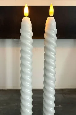 Set De 2 Velas LED Con Diseño En Espiral Grises CO