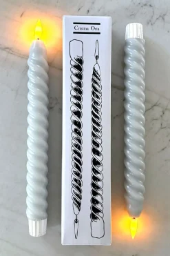 Set De 2 Velas LED Con Diseño En Espiral Grises CO