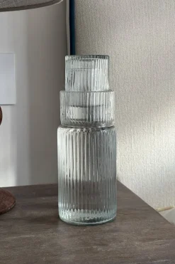 Set De Jarra Y Vaso De Cristal Tallado