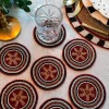 Set De Seis Posavasos Multicolores Bordados Con Cuentas