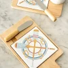 Tabla De Bambú & Cuchillo Con Diseño Remos