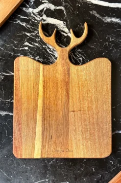 Tabla De Madera De Acacia Con Diseño De Cuernos De Ciervo