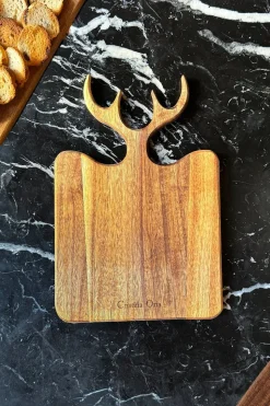 Tabla De Madera De Acacia Con Diseño De Cuernos De Ciervo
