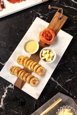 Tabla De Mármol Rectangular Con Mango De Madera Co