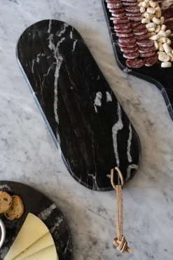 Tabla Ovalada Alargada De Mármol Negra