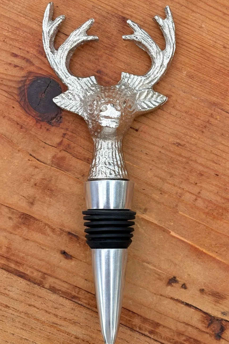 Tapón De Botellas Plateado Diseño Ciervo