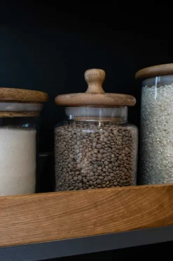 Tarro De Cristal Con Tapa De Madera Pequeño
