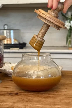 Tarro De Cristal Para Miel Con Tapa Y Cuchara De Madera