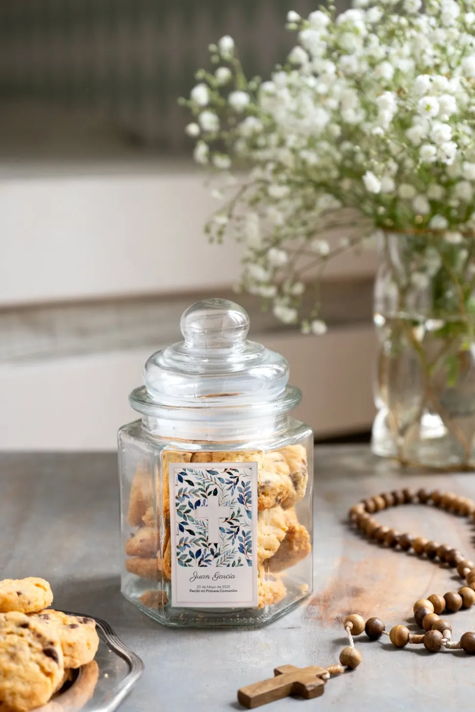 Tarro Hexagonal Cookies Personalizado Especial Comuniones