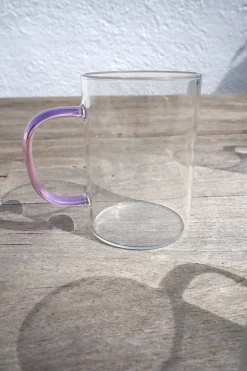 Taza De Cristal Con Asa De Colores