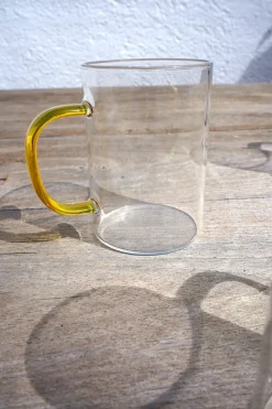 Taza De Cristal Con Asa De Colores