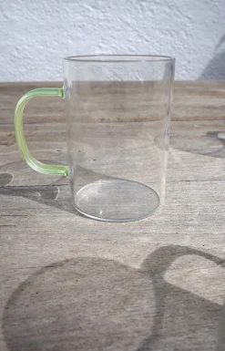 Taza De Cristal Con Asa De Colores